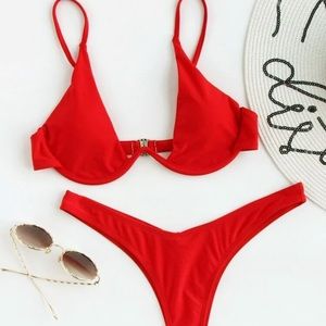 High rise bikini red